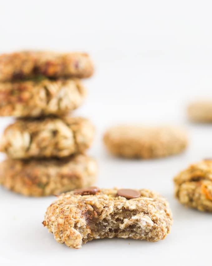 Banana Oat Cookie with Bite Out of It