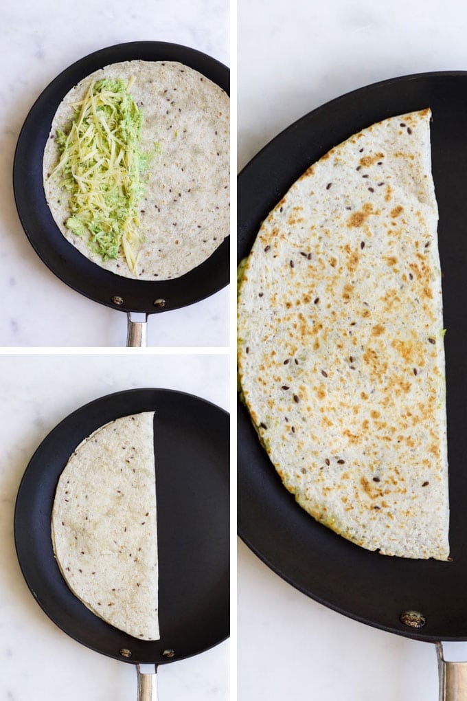 Avocado Quesadillas Process Steps (Folded Method)