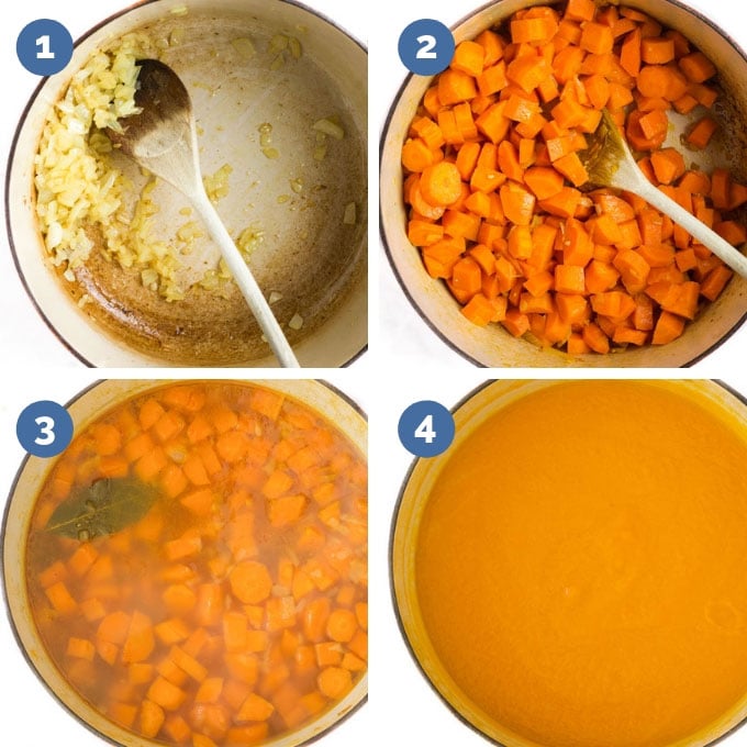 Process Steps for How to Make Carrot and Orange Soup