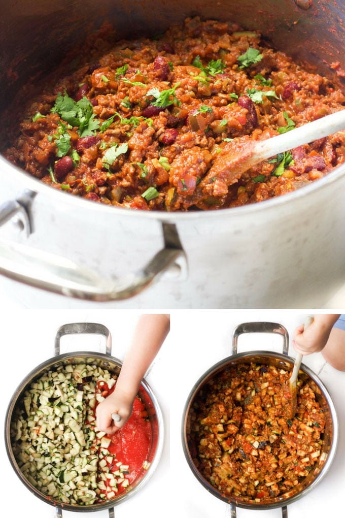 This super charged chilli is packed with 5 different vegetables. The simmer down and if grated / chopped finely enough should go un noticed. Perfect for fussy eaters.