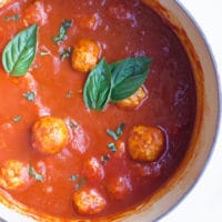 Turkey Meatballs in Pan with Tomato Sauce