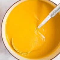 Butternut Squash and Apple Soup Pureed in Pan
