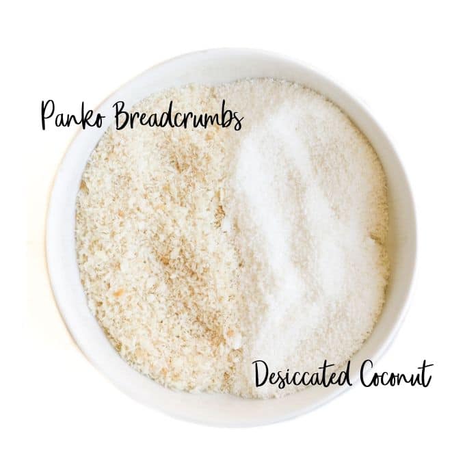 Bowl Panko Breadcrumbs and Desiccated Coconut Mix