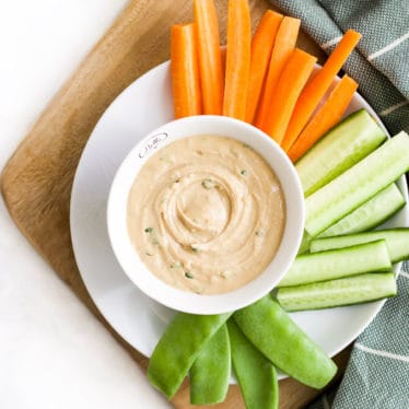 Satay Dip with Plate of Chopped Veggies