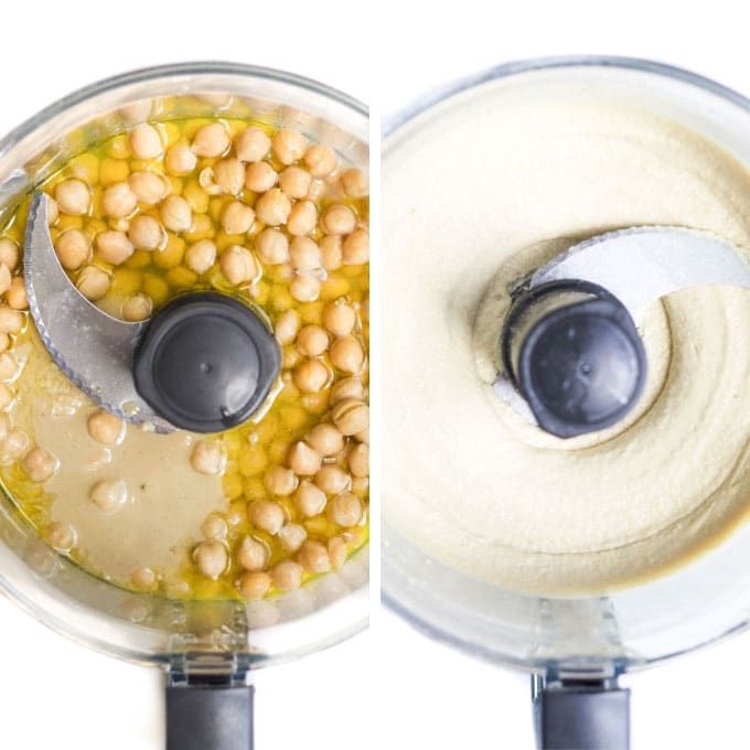 Hummus Before and After Blending