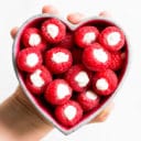 Yoghurt Filled Raspberries in Heart Shaped Bowl