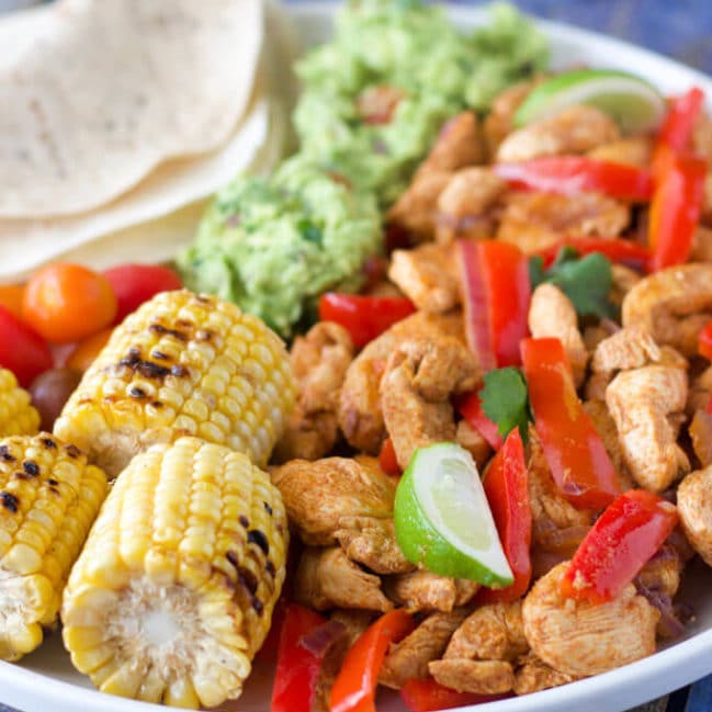 chicken fajitas are a fun and interactive meal for kids. Serve with a range of veggies, dips and sauces and let your kids build their own.