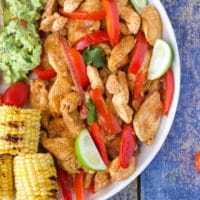 chicken fajitas are a fun and interactive meal for kids. Serve with a range of veggies, dips and sauces and let your kids build their own.