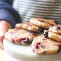 Banana Blueberry Fritters. Only 3 ingredients . Dairy free, gluten free and egg free and no refined sugar. Great for kids and for baby led weaning.