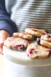 Banana Blueberry Fritters. Only 3 ingredients . Dairy free, gluten free and egg free and no refined sugar. Great for kids and for baby led weaning.