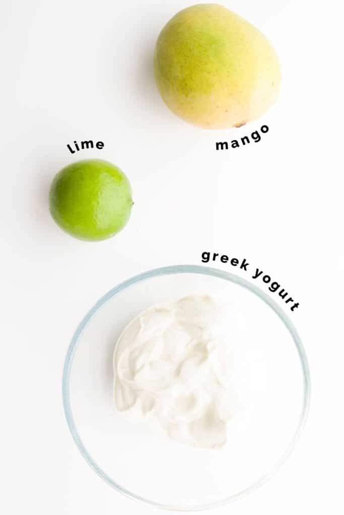 Flat Lay Shot of Ingredients Needed to Make Mango Yogurt
