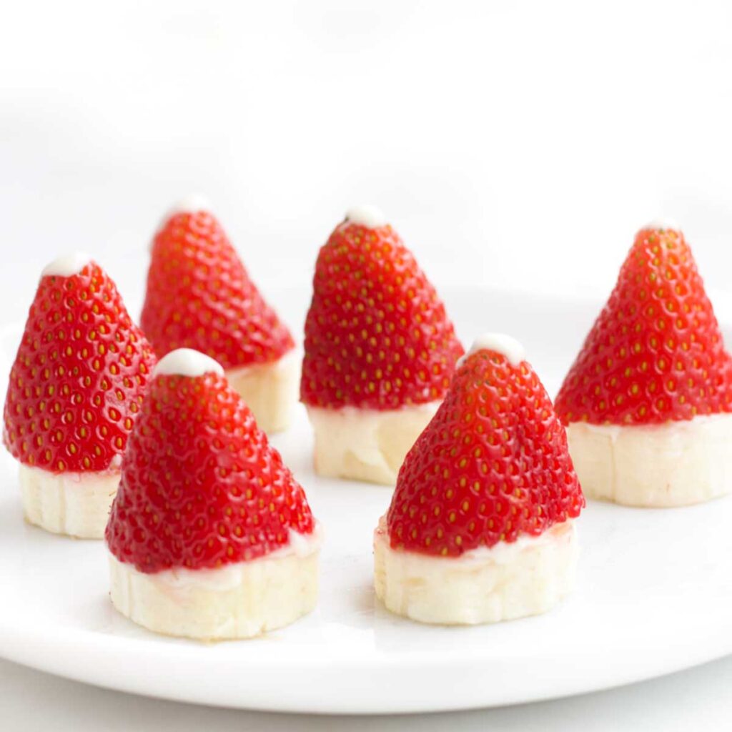 Strawberry Santa Hats on Plate