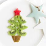 Christmas Tree Made from Kiwi Slices on Plate with Watermelon Star
