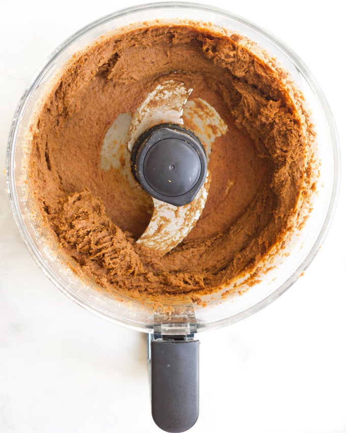 Sweet Potato Truffle Mixture Blended in Food Processor