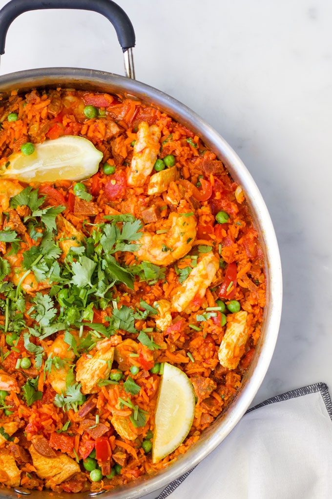 carrot rice paella is a great way to increase veggie intake. The "rice" in the dish is made from carrots. 