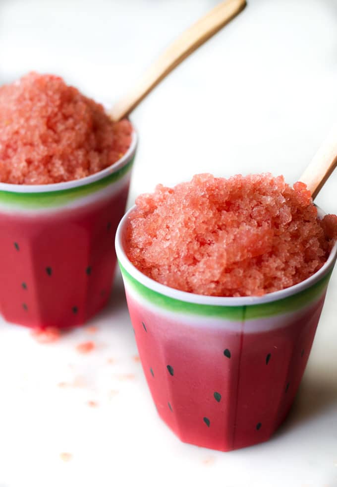 Watermelon Ice in Watermelon Cups