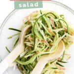 Pinterest Pin Showing Bowl of Apple Cucumber Salad with Text Overlay "Apple Cucumber Salad"