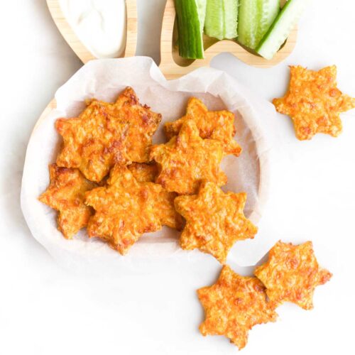 Carrot Stars on a Toddler Plate with Three Scattered Around the Plate