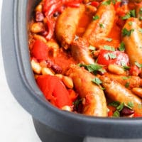 Cooked Sausage Hotpot in the Slow Cooker