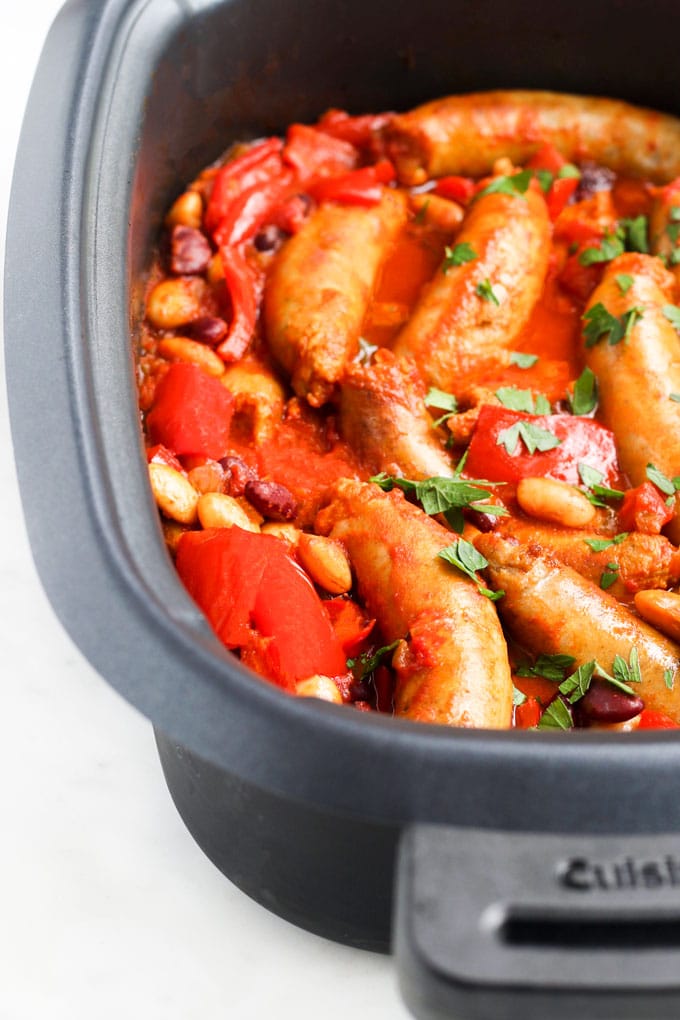 Cooked Sausage Hotpot in the Slow Cooker