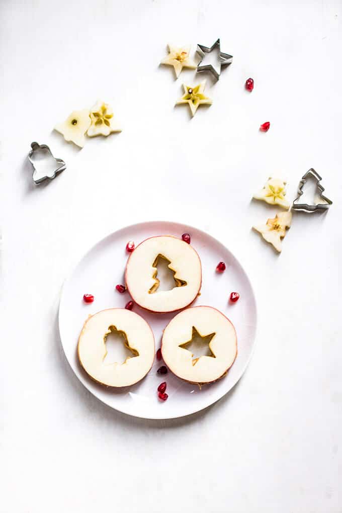 Christmas Apple and Peanut Butter Sandwiches