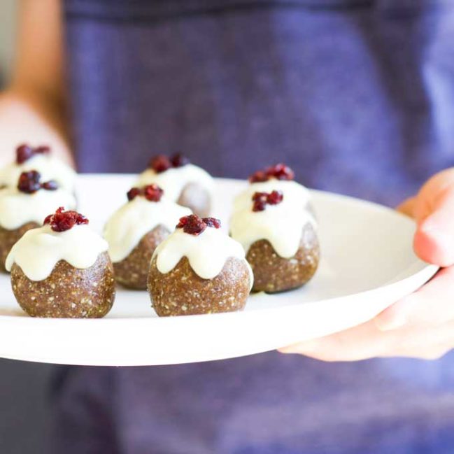 Mini Christmas Pudding Balls on Plate