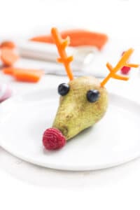 Rudolph Pear - A quick, fun and healthy Christmas snack for kids.