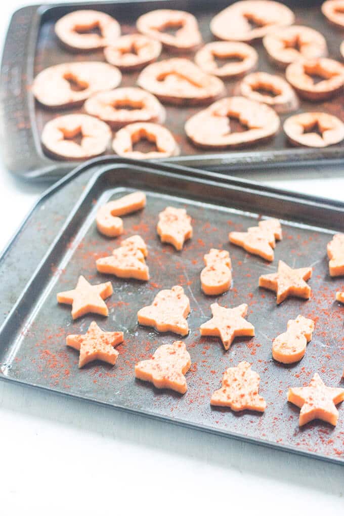 Baking Trays With Sweet Potato Christmas Bites Pre Cook