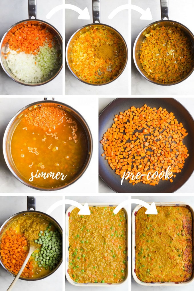how to make lentil bake step by step picture illustrations