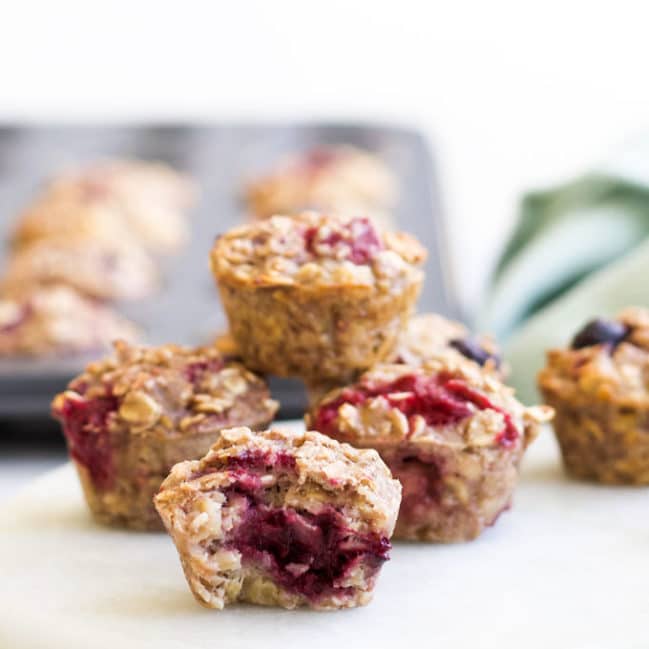 Baked Oatmeal Cups With Bite Out of One