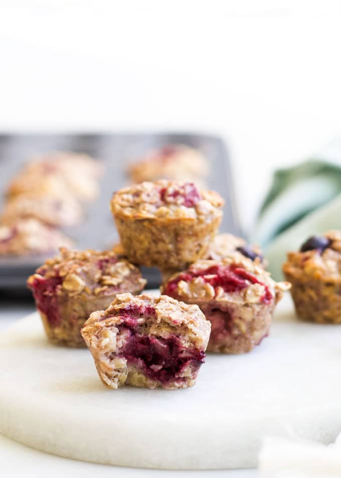 Baked Oatmeal Cups With Bite Out of One