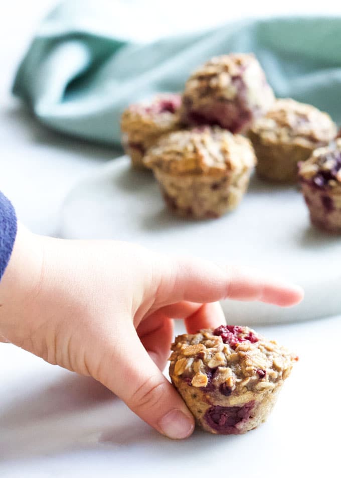 Child Grabbing an Fruity Oatmeal Cup