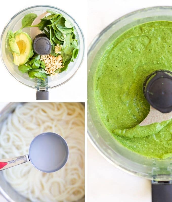 Avocado Spinach Pasta Sauce Process Steps