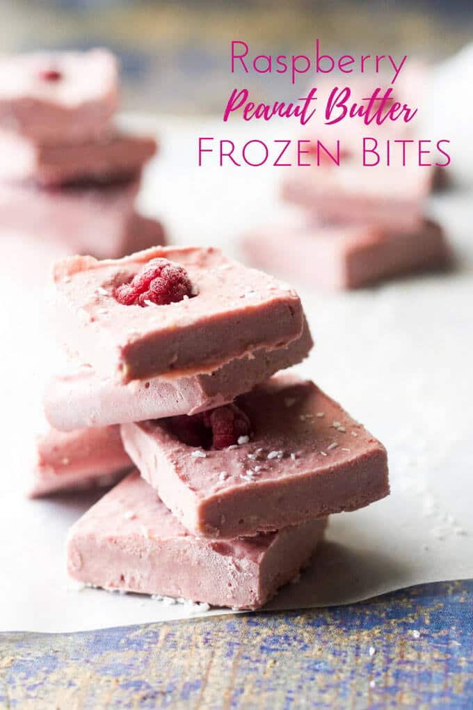 raspberry peanut butter freezer bites. Frozen treat for kids, no refined sugar