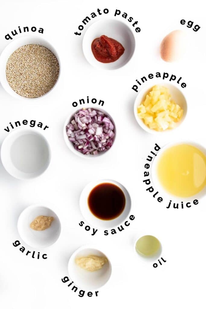 Flat Lay of Sweet and Sour Quinoa Ingredients