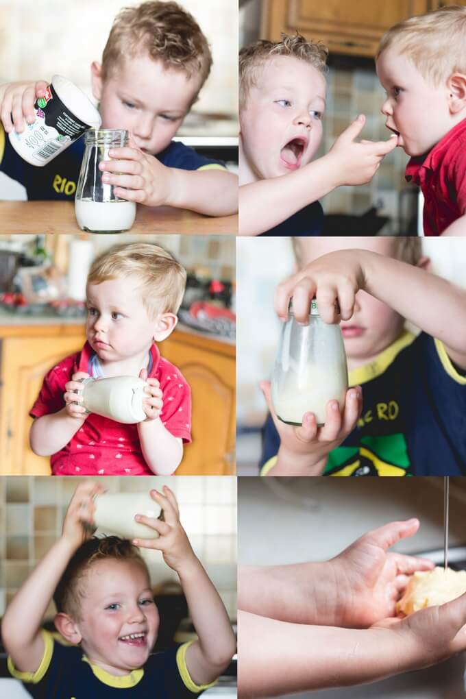 Kids Shaking Jar of Cream to Make Butter