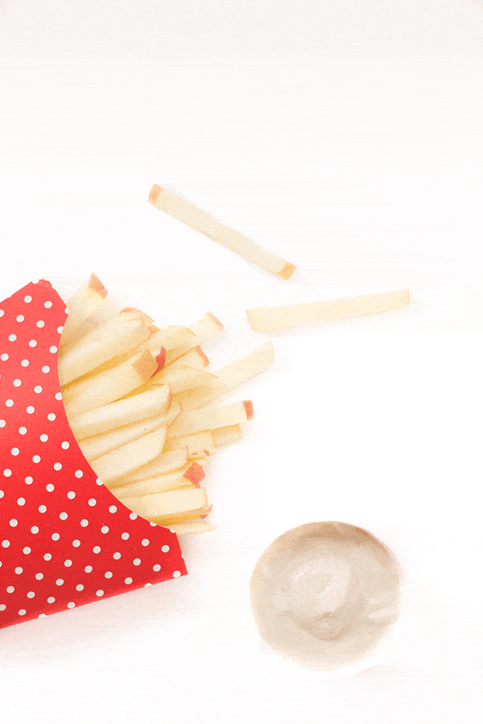 Apple fries with a peanut butter dip