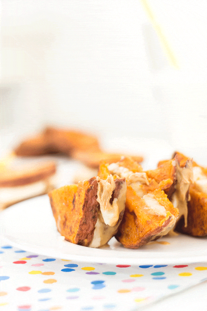 Banana & Peanut Butter Sweet Potato Sandwiches