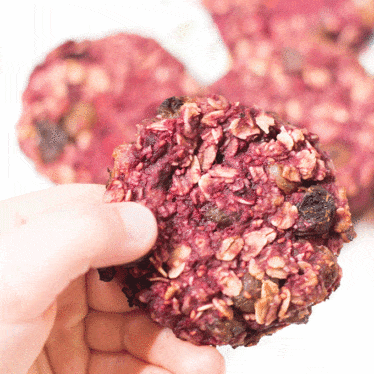 Raspberry banana cookies (only 4 ingredients) no refined sugar and sweetened only with fruit. A healthy snack for kids and great for BLW (baby led weaning) A perfect recipe to get your kids cooking.