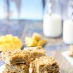 These coconut mango oat breakfast bars are a great start to the day. Sweetened only with fruit. Great for BLW (Baby led weaning) and lunch box friendly.