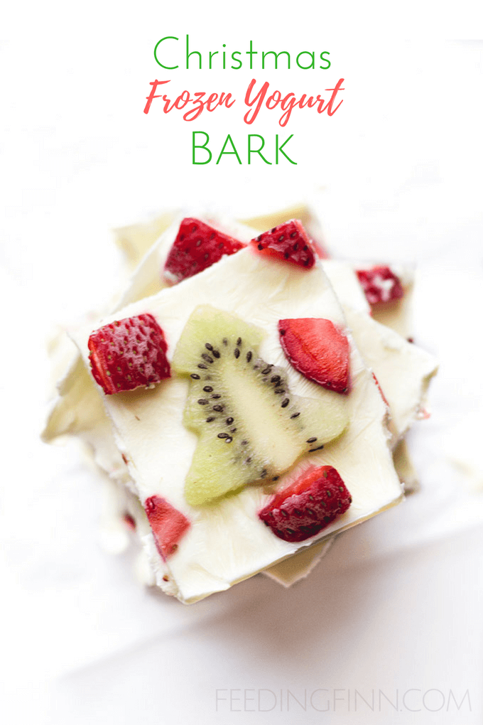 Christmas frozen yogurt bark, a super healthy but delicious Christmas snack for kids. 