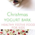 Christmas Frozen Yogurt Bark, a healthy festive food for kids. A fun way to get the kids in the kitchen. #kidsfood #kidschristmasfood #healthychristmas