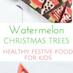 These watermelon Christmas Trees are a fun activity to do with kids and a healthy festive snack for them to enjoy