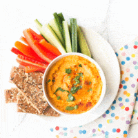 Carrot hummus. A great dip for kids, babies puree or spread.