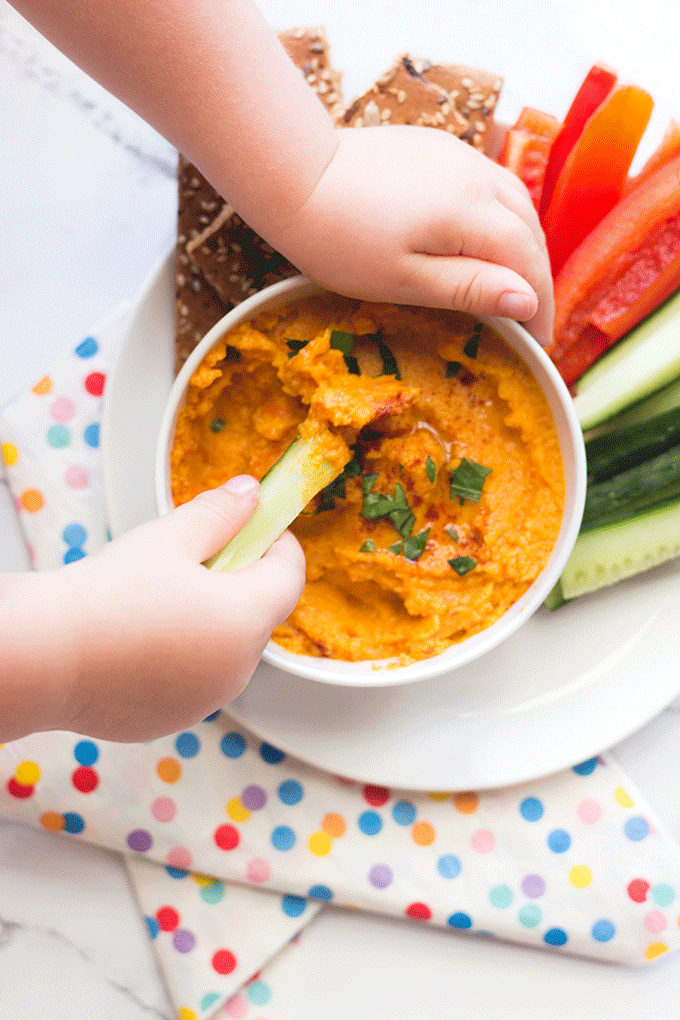 Carrot hummus. A great dip for kids, babies puree or spread.