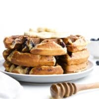 Stack of Banana Waffles Topped with Banana Slices