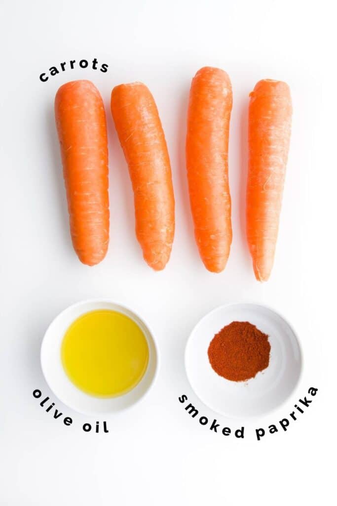 Flat Lay of Ingredients Needed to Make Carrot Fries