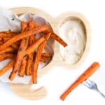 Carrot Fries on Toddler Plate with Dip