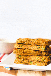 Veggie chickpea sticks. Chickpeas, chia seeds, cheese and veggies. A great finger food for toddlers or blw.