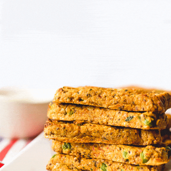 Veggie chickpea sticks. Chickpeas, chia seeds, cheese and veggies. A great finger food for toddlers or blw.